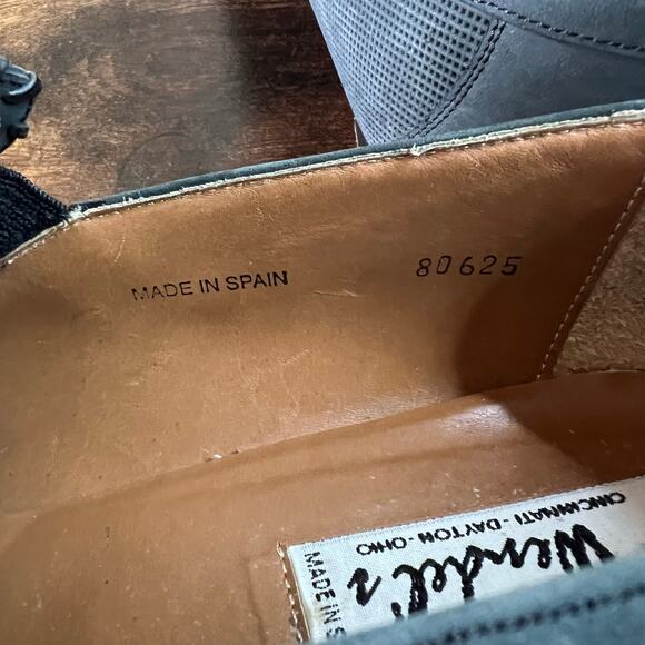 MEZLAN Armstrong Dress Shoes 13 Mens Square Toe Whipstitch Gray Loafers Designer - Picture 8 of 12